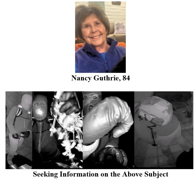 Nancy Guthrie and Image of Subject at Front Door
